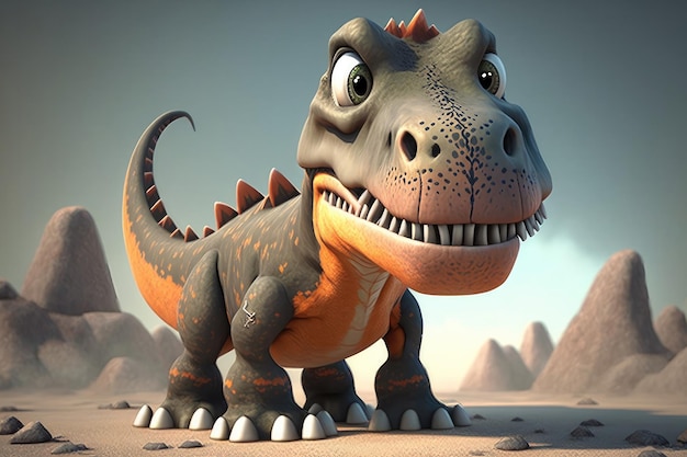 3D cute Allosaurus cartoon A group of primitive reptile dinosaurs from the Jurassic period