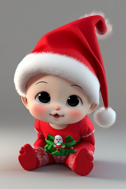 3d cute baby christmas santa kid