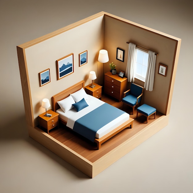 Photo 3d cute bedroom