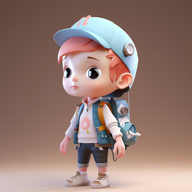 3D cute boy cartoon model Generative ai