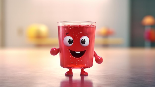 3d cute cartoon cranberry juice character created by generative AI