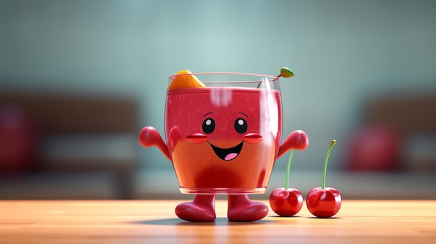 3d cute cartoon cranberry juice character created by generative AI