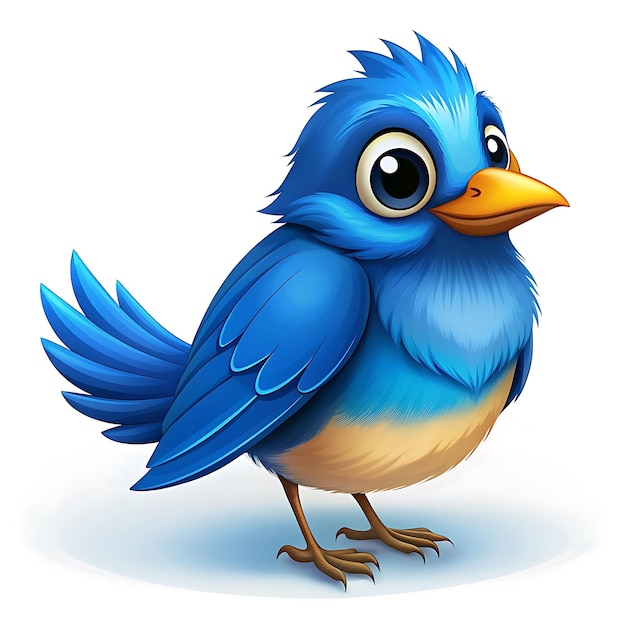 a 3d cute cartoon style blue bird