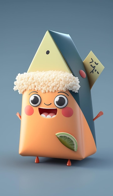 3D Cute Cartoon Sushi and Temaki Character