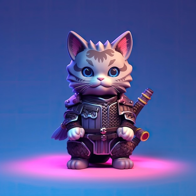 3d cute cat as ninja ai generative