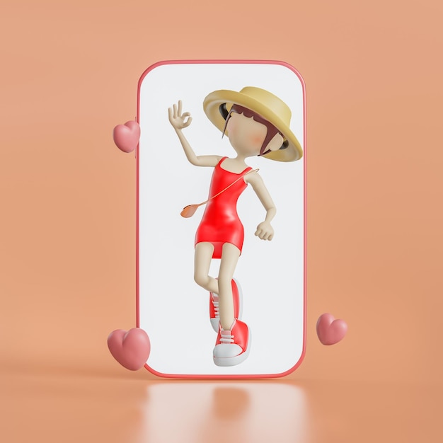 3D cute Character about dating app