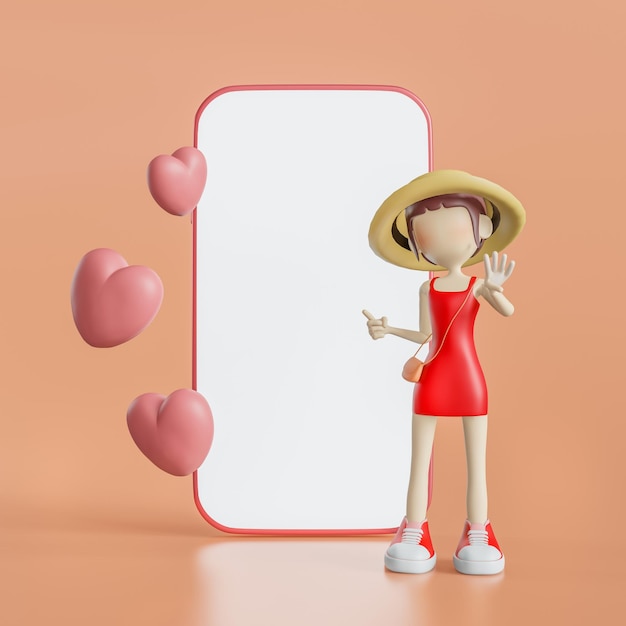 3D cute Character about dating app