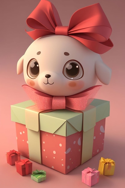 3d cute christmas gift box