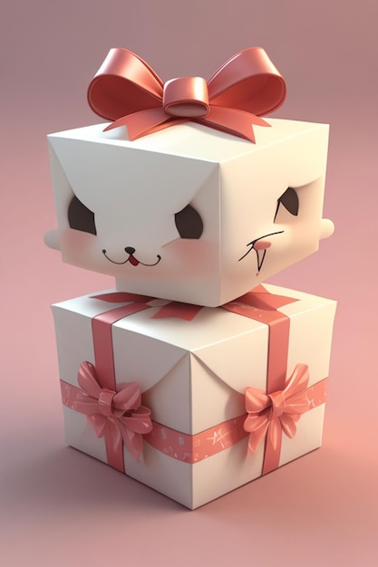 3d cute christmas gift box