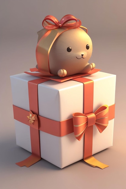 3d cute christmas gift box