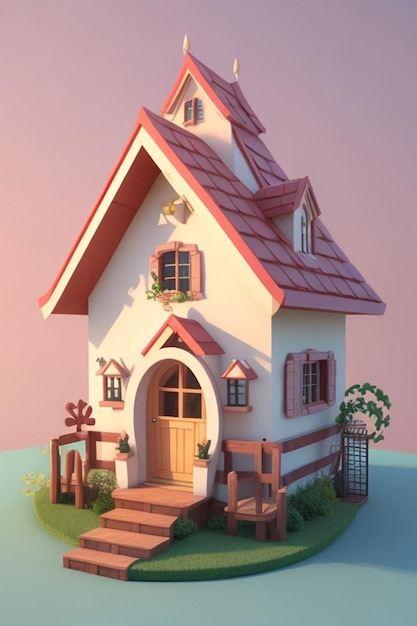 3d cute christmas house