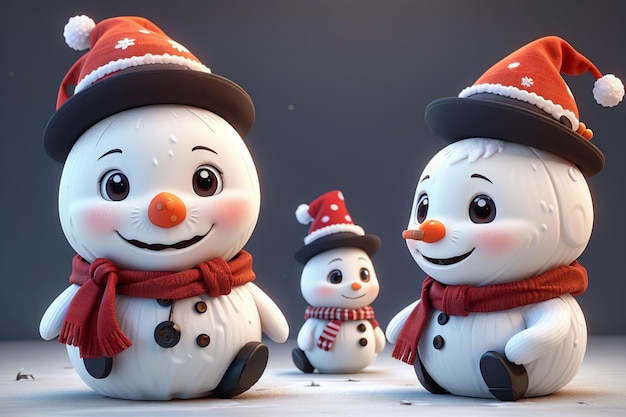 3d cute christmas snowman