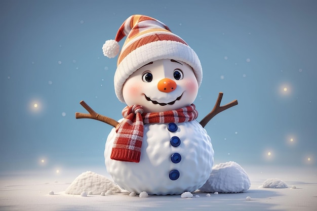 3d cute christmas snowman