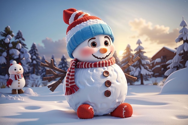 3d cute christmas snowman