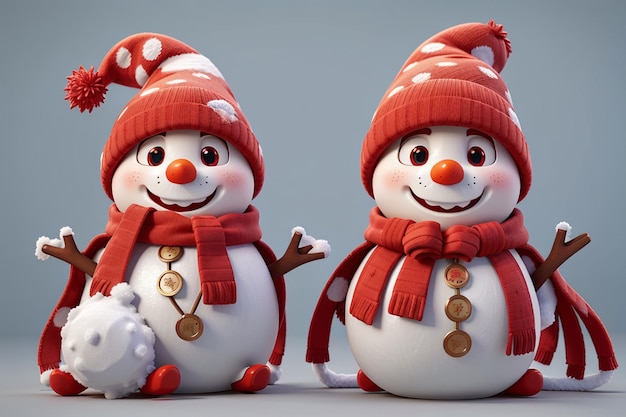 3d cute christmas snowman