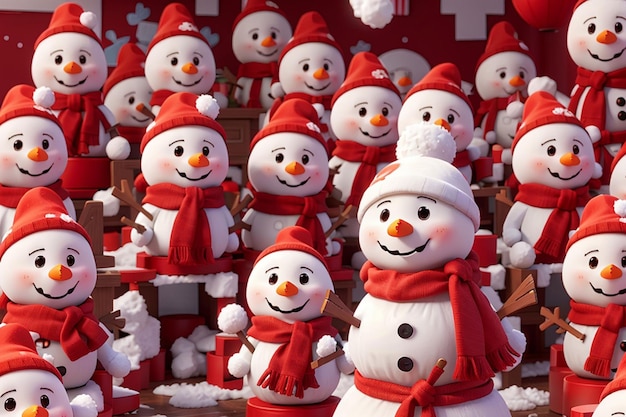 3d cute christmas snowman