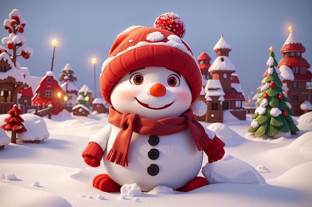 3d cute christmas snowman