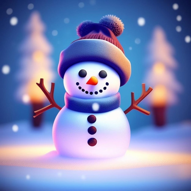 3d cute christmas snowman