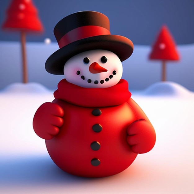 3d cute christmas snowman