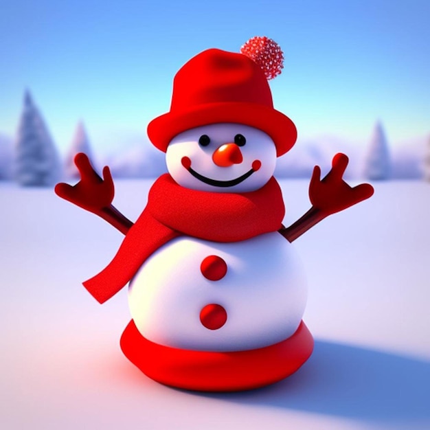 3d cute christmas snowman