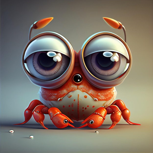 3d Cute Crab Cartoon Character Generative AI