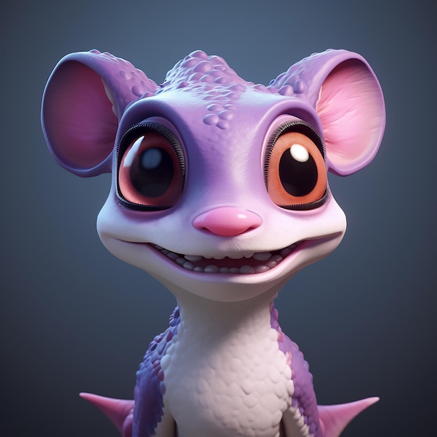 A 3D cute disney creature headshot