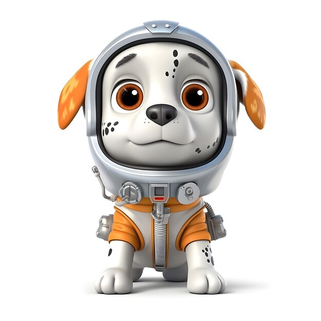 3D cute dog mascot wearing astronaut costume