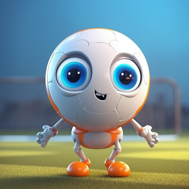 3d cute football character