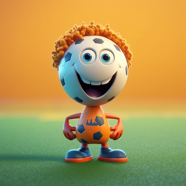 3d cute football character