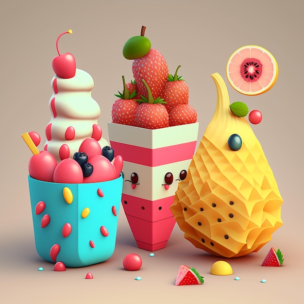 3d Cute Fruits Sweets