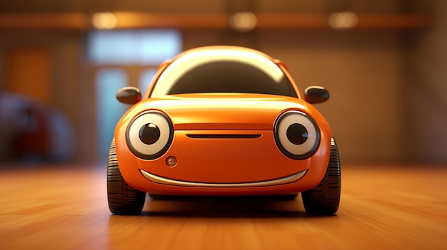 3d cute and funny car character generative ai