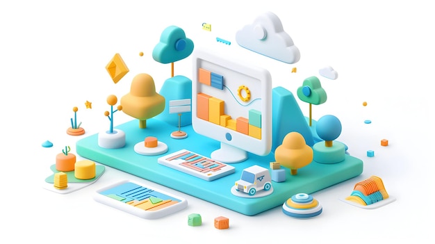 3D Cute Icon Tech Developer Creates Leadership Development App with Interactive Training Modules an