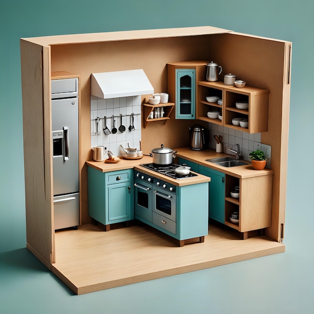 3d cute kitchen