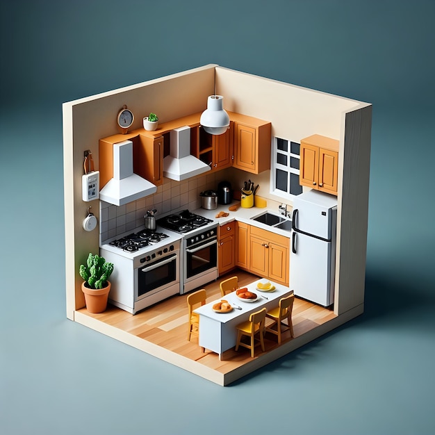 3d cute kitchen