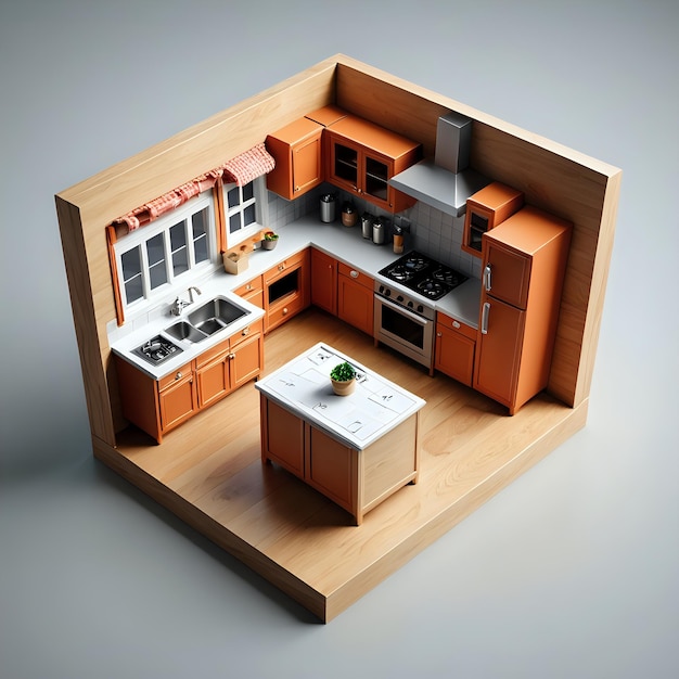 3d cute kitchen