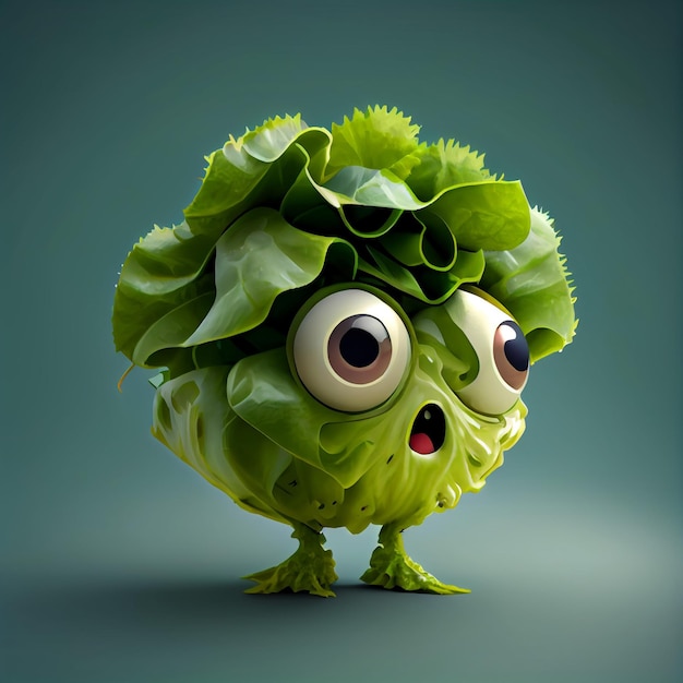 3d Cute Lettuce Cartoon Character Generative AI