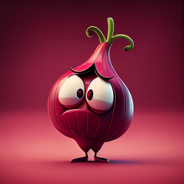 3d Cute Onion Cartoon Character Generative AI