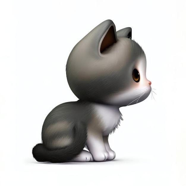 A 3D Cute smile kitty character with Realistic hatchlings