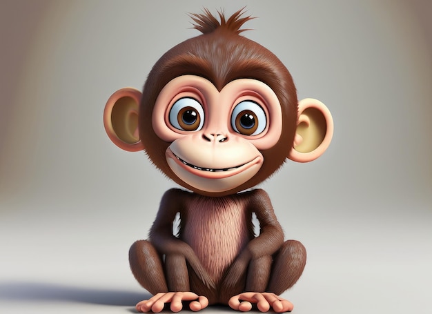 3D Cute smile little monkey