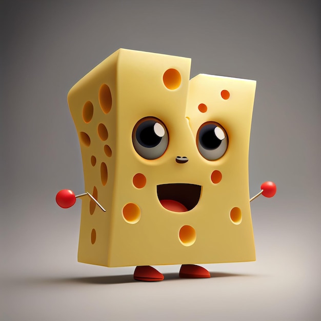 3d Cute Swiss Cheese Cartoon Character Generative AI