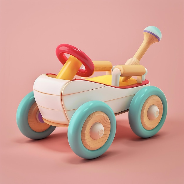 3D Cute Toy Cricket Isolated on Flat Color Background