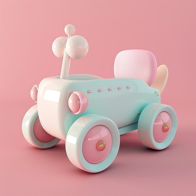 3D Cute Toy Cricket Isolated on Flat Color Background