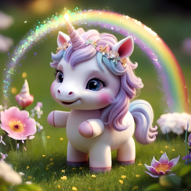 3d cute unicorn character