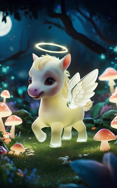 3d cute unicorn character