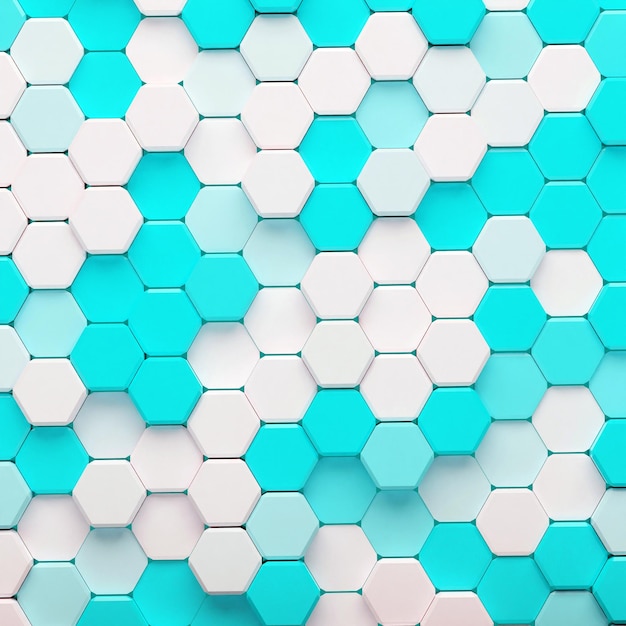 3D Cyan and White Hexagonal Background