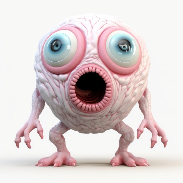 3d Cyclops Monster A Cartoon Pink Creature With Big Eyes And Funny Expression