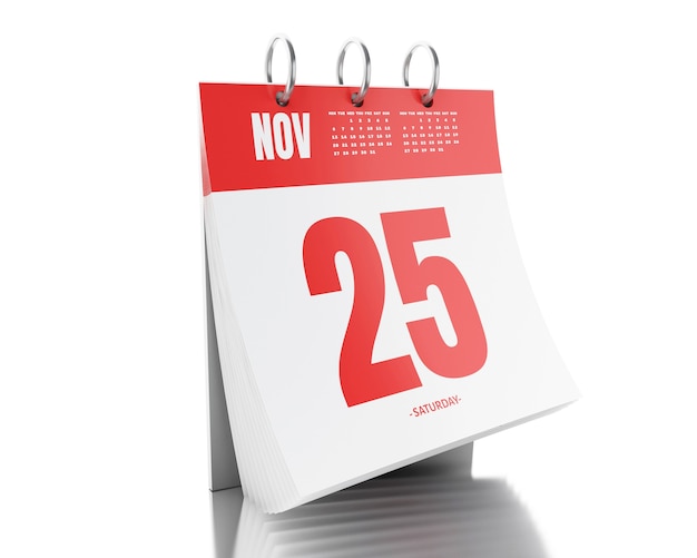 3d Day calendar with date November 25, 2017