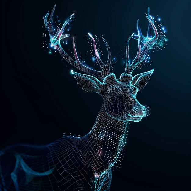 Photo 3d deer isolated on black background