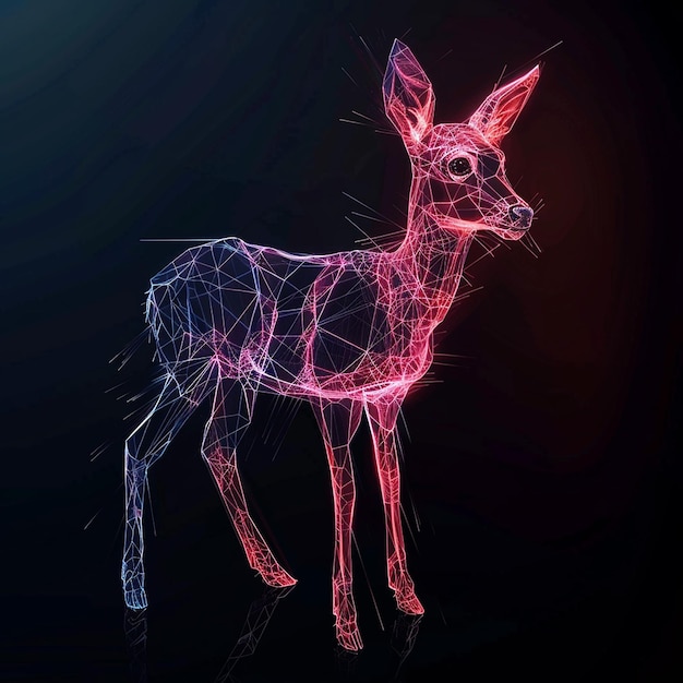 Photo 3d deer isolated on black background