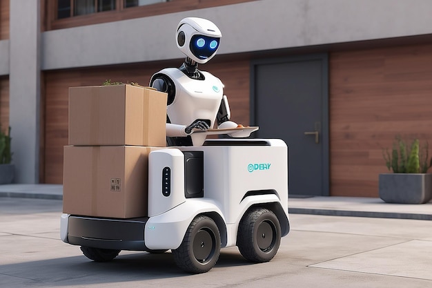 Photo 3d delivery robot working